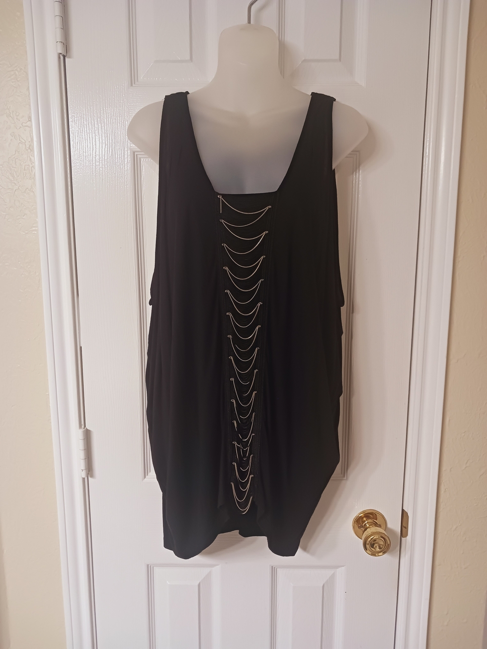 Rock & Republic Black Mini Dress with Gold Chain Detail NWOT